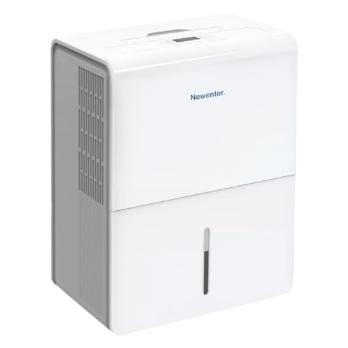 Newentor Luftentfeuchter 25L/24h, Für 215m³/80m² Räume - 3 fache Geräuschreduktion - 290W Stromsparender Chip - 10 J. Gar. - Für Keller, Bad - Mit 1M Ablaufschlauch &Abnehmbarem Filter, Timer