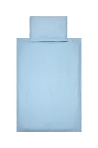 YENGAS Kinder-Bettwäsche-Set mit Reißverschluss 100x135 cm, einfarbig, 100% Baumwolle Renforcé (Oeko-TEX), 2 Teilig, kuschelig weicher Baby Bettbezug und Kissenbezug 40x60cm, Kind/Baby (Blau)