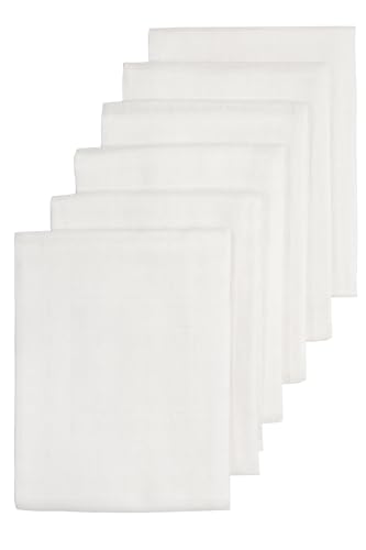 Meyco Baby Musselin Mullwindeln 6er-Pack (Stoffwindeln aus 100 % hydrophiler Baumwolle, Spucktücher, superweich, gute Feuchtigkeitsaufnahme und schnell trocknend, Maße: 70 x 70 cm), Weiß