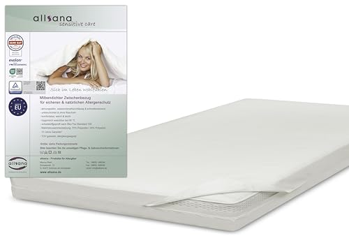 Allsana Allergiker Matratzenbezug für Topper 200x200x8 cm | Anti Milben Encasing für Topper| Milbenschutz für Hausstauballergiker | milbendichter Zwischenbezug für den Matratzentopper | TÜV geprüft