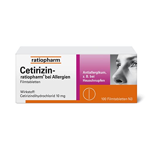 Cetirizin-ratiopharm bei Allergien: Linderung für die Allergie - Antiallergikum gegen Heuschnupfen, Pollenallergie und Nesselsucht, 100 Tabletten