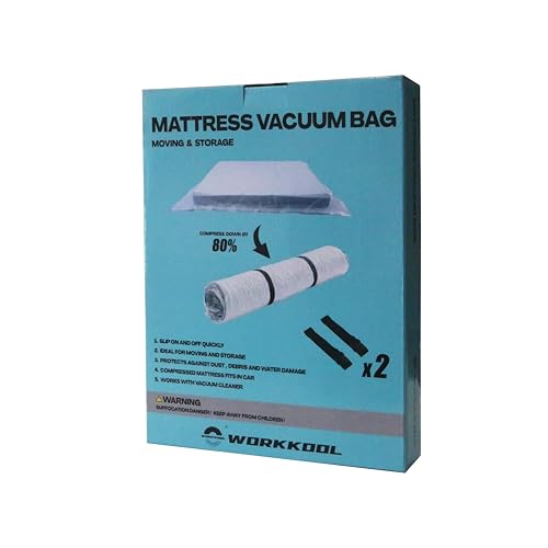 WORKKOOL Vakuumversiegelte Beutel für Lagerung von Matratzen, Vakuum-Matratzenbeutel für Umzug, Platzsparende Vakuumbeutel mit Staub- und Feuchtigkeitsbeständigem (für Matratze 140/150/160 * 200cm)…