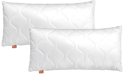 sleepling 2er Set Kopfkissen 40x80 cm, Allergiker Kissen, waschbar, Made in EU, Ökotex, langes Schlafkissen 40 x 80, Bettkissen, Pillow, 2 Stück, Basic 100