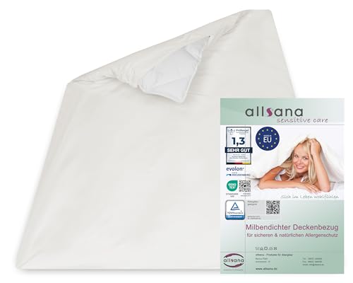 Allsana Allergiker Deckenbezug 135x200 cm | Allergie Bettwäsche | Anti Milben Encasing | Milbenschutz für Hausstauballergiker | allergendichter Zwischenbezug für die Bettdecke | TÜV geprüft