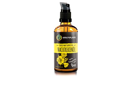 Kräuterland Nachtkerzenöl, Bio Hautöl Nachtkerze, 100ml, kaltgepresst - 100% naturreines Nachtkerzensamenöl für Haut und Haare - in Premium Qualität