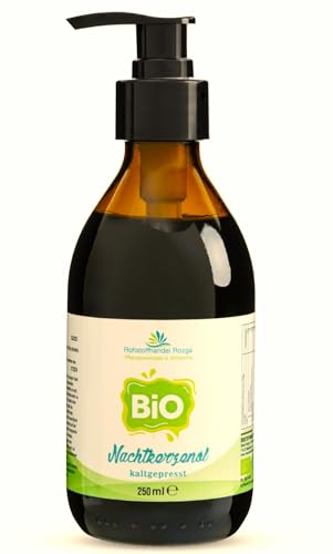 Nachtkerzenöl BIO und rein 250 ml kaltgepresst inkl. Dosierpumpe in GLASFLASCHE