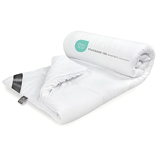 FAM Home Bettdecke 200x220 Weiche Mikrofaser Waschbar für den Sommer I Zudecke Antiallergisch für Allergiker I Gesteppte Steppdecke