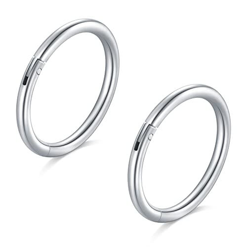 Longita 2 Stück Nasenpiercing Ring, 316L Chirurgenstahl Nasenring, 18G Septum Clicker Ring, Helix Conch Knorpel Tragus Piercing Ohr Innendurchmesser 8MM Silber