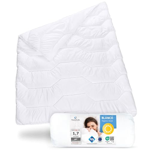 Sommerdecke 260x220 Blanco | Luftige Schlaf-Decke mit Feuchtigkeitsmanagement & hoher Atmungsaktivität | Optimale Hygiene für Allergiker | Perfekte Bettdecke für warme Nächte & im Sommer 260 x 220 cm
