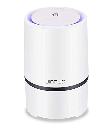 JINPUS Luftreiniger Allergie mit True HEPA Filter, Desktop Luftreiniger Staub Ionisator mit LED, Perfekt gegen Staub und Haustier-Allergene, für Allergiker, Raucher, Asthma