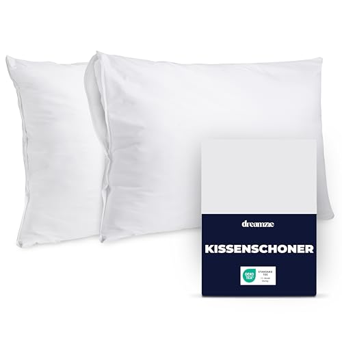 Dreamzie Kissenschoner 80x80 cm – 2er Set Wasserdicht, Atmungsaktiv, Oeko-Tex – Milbenschutz für Allergiker, Waschbar bei 90°C, Ideal für Kinder und empfindliche Haut