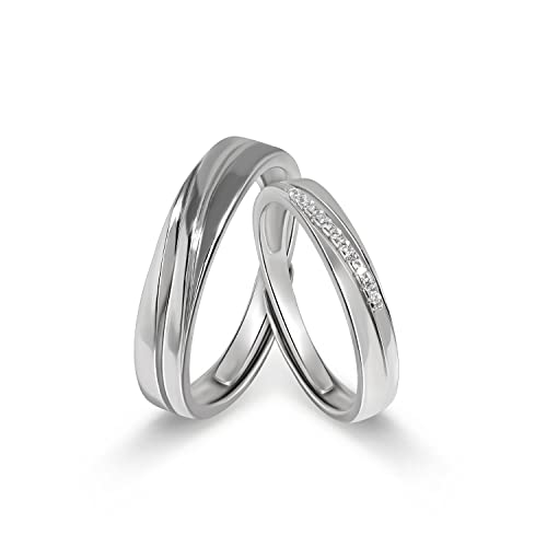 Meissa Verschlungene Paarringe für Damen und Herren 925 Sterling Silber Eheringe Größe verstellbar Jahrestag Ring Set Versprechen Ring (Satz mit zwei Ringen)