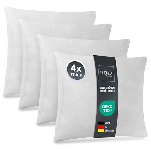 LILENO HOME 4er Set Kissenfüllung 45 x 45 cm - waschbares Innenkissen geeignet für Allergiker - Polyester Kisseninlet als Couchkissen Sofa Kissen, Cocktailkissen und Kopfkissen
