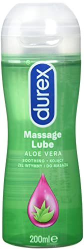 Durex Gleitgel 2-in-1 Massage Aloe Vera – Wasserbasiertes Gleitmittel mit pflegenden Aloe Vera Extrakten – 1 x 200 ml im Spender