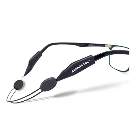 STANDWERK® Brillenband – Extrem zuverlässiges Sportbrillenband für Damen, Kinder, Herren – Brillenhalter geeignet für Sport & Freizeit – Brillenzubehör I Normale Länge (Schwarz)