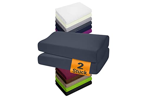npluseins 2er Pack Kissenbezüge für Gesundheitskissen der Größe S - Spannbezüge 1450.2049, 30-35 x 45-50 cm, anthrazit