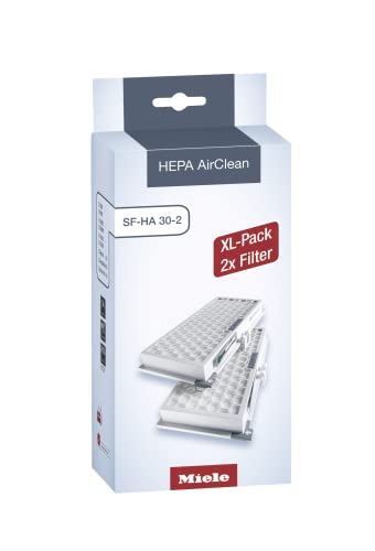 Miele Original Zubehör - HEPA AirClean Filter XL-Pack SF-HA 30-2 / Hält 99,95 Prozent aller Viren, Keime, Partikel zurück / Schließt Feinstaub und Allergene sicher ein / Für Staubsauger (11713340)