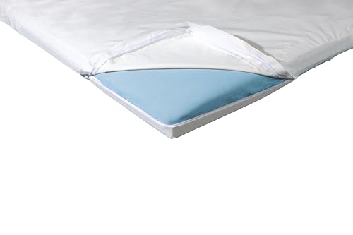 Softsan Protect Plus Matratzenbezug für Topper milbendicht 120x200x8 cm, Höhe 8 cm, Encasing, Milbenschutz für Hausstauballergiker milbenkotdicht