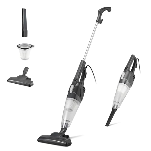 Amazon Basics Stielstaubsauger, 2-in-1-Gerät mit Kabel, ECO-Motor, HEPA-Filter, geringes Gewicht, Schwarz