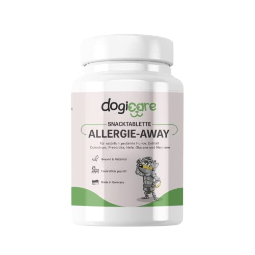 Allergie Tabletten Hund ALLERGIE-AWAY - Allergiehilfe mit Colostrum, Bierhefe & Prebiotika - Anti Allergie für Hunde gegen Juckreiz - Natürliche Alternative zu Apoquel oder Shampoo - Made in Germany