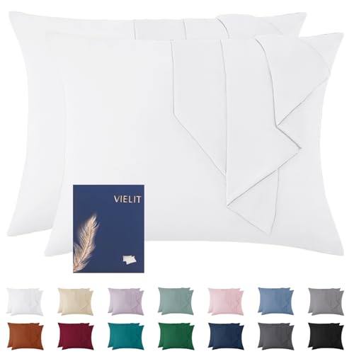 Vielit Kissenbezug 60x80 Weiss Weich Kopfkissen 60x80 2er Set Mikrofaser Deko Kissenhülle Für Kissen 60x80 Öko-Zertifikat Resistent Hypoallergen