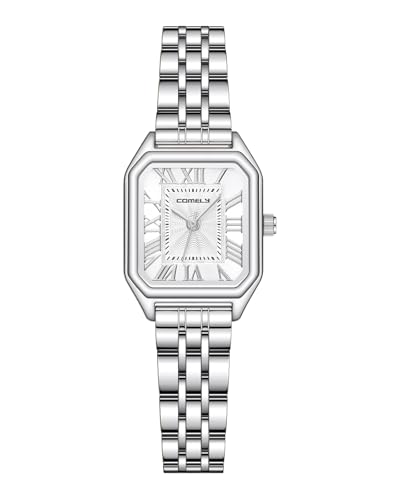 CIVO Armbanduhr Damen Silber Damenuhr: Vintage Rechteckiges Analog Wasserdicht Edelstahl Kleine Uhren - Geschenke für Mama Frau Freund
