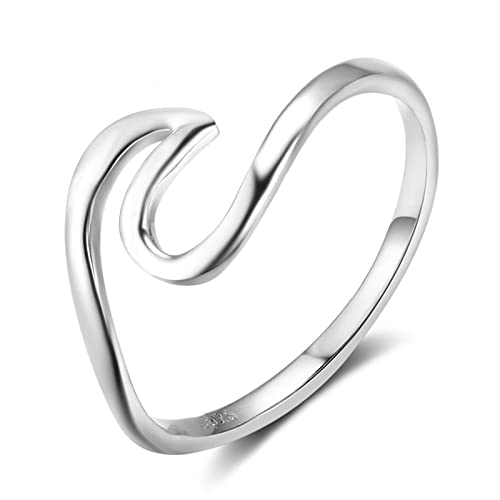 Bishilin Eheringe Silber 925, Damen Ringe ohne Stein Irregulär Trauringe Nickelfrei Hochzeitsring Silber Gr.49 (15.6)