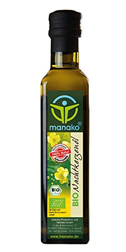 manako BIO - Nachtkerzenöl, nativ gepresst, 100% rein, 250 ml Glasflasche (1 x 0,25 l)
