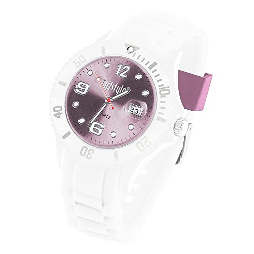 Taffstyle Damen Herren Sportuhr Armbanduhr Silikon Sport Ziffernblatt mit Datum Analog Quarz Farbige Bunte Uhr Weiß Rosa