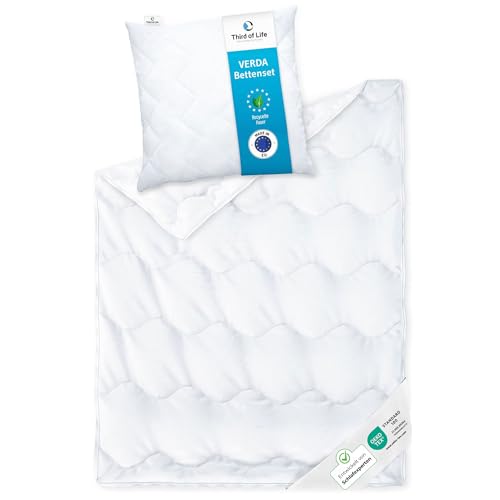 Third of Life Betten-Set – Ganzjahres-Bettdecke 135x200 + orthopädisches Kissen 80x80 Verda – 100% nachhaltig & thermoregulierend, Decke mit Kopfkissen für Allergiker, Bettdecken-Set 2-teilig