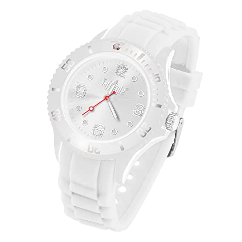 Taffstyle Armbanduhr Silikon Analog Quarz Uhr Farbige Sport Sportuhr Damen Herren Kinder Unisex 39mm Weiß