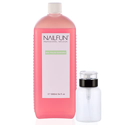 NAILFUN Nail Polish Remover (Nagellackentferner) 1 Liter ACETONFREI + Pumpflasche