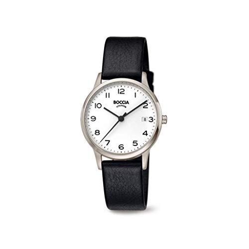 Boccia Damen Analoger Quarz Uhr mit Echtes Leder Armband 3310-01