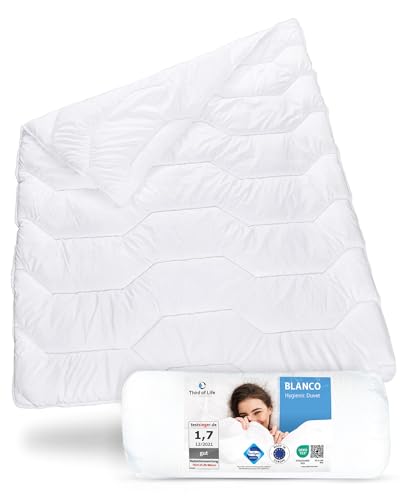 Bettdecke 135x220 BLANCO, Flauschige Schlaf-Decke mit Feuchtigkeitsmanagement & hoher Atmungsaktivität, Optimale Hygiene für Allergiker, Perfekte 4-Jahreszeiten Bettdecke, Ganzjahresdecke 135x220