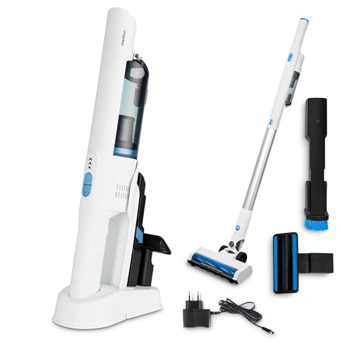 MEDION 2in1 Handstaubsauger mit Saugrohr und Bodenbürste (BLDC-Motor, HEPA-13 Filter, Filterung von Staub und Allergenen, Starke 20 kPA Saugleistung, Akku, Ladestation, kabellos, MD11515) weiß