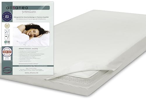 allsaneo Premium Allergiker Matratzenbezug 160x200x24 cm | Allergie Bezug extra weich und leicht | Anti Milben Encasing | Milbenschutz | allergendichter Zwischenbezug | TÜV geprüft