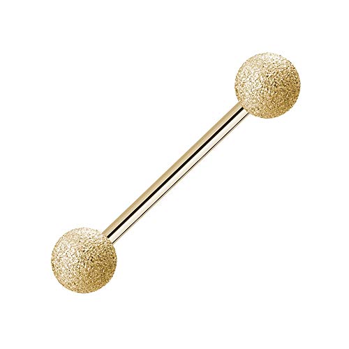 Piercing Stab - Stahl - Gold - Diamant [02.] - 1.2 x 8 mm (Kugeln: 3mm)