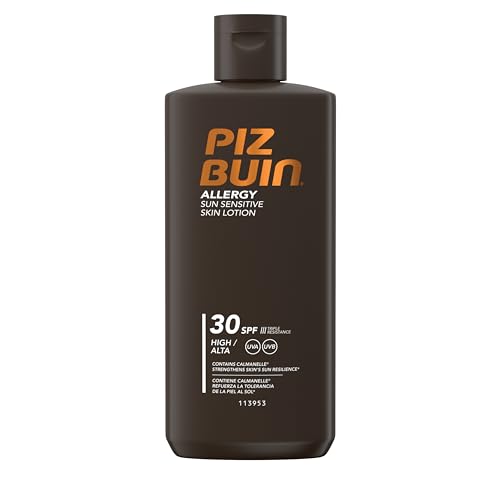 Piz Buin Allergy Sun Sensitive Skin Lotion LSF 30, schnell einziehende Allergiker Sonnencreme mit Schutzkomplex gegen Hautirritationen (1 x 200 ml)