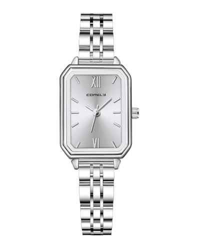 CIVO Armbanduhr Damen Silber Wasserdicht: Klein Edelstahl Analog Uhr Damen - Lässig Rechteckig Quartz Damenuhr - Stilvoll Geschenke für Frauen