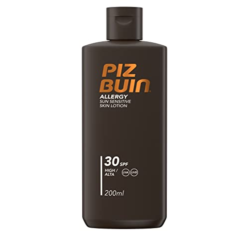 Piz Buin Allergy Sonnencreme mit LSF 30, Sonnenschutz für empfindliche Haut, wasserfest und schnell einziehend, 200ml