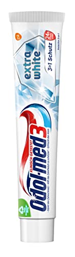 Odol-med3 Extra White Zahnpasta, Zahncreme mit Mikro-Whitening-Partikeln und Zahnweiß-Schutz-Formel, 75ml