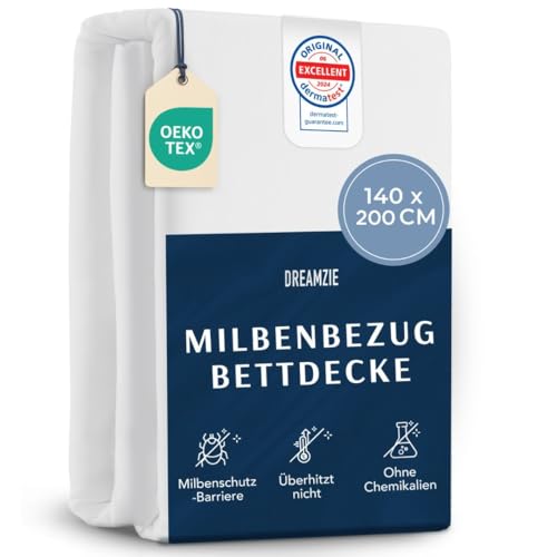 Dreamzie - Milbenbezug Bettdecke 140x200 cm - Allergiker Bettwäsche Encasing - Hausstaubmilben Schutz - Anti Milben Bettbezug mit Reißverschluss