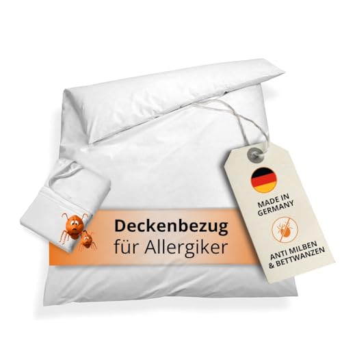 sleepling Allergiker Bettwäsche 135 x 200 cm, Milbenbezug, Evolon Encasing Bettdecke, milbenkotdicht, Hausstauballergiker, 95 Grad Kochfest, Made in Germany, weiß