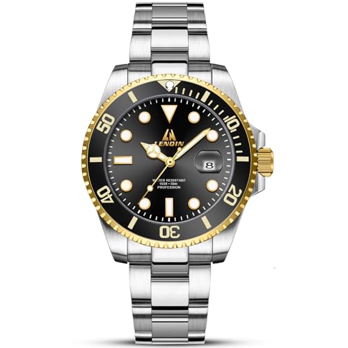 LN LENQIN Herren Uhr Edelstahl Uhren Herren wasserdichte Analog Quarzuhr Armbanduhrherren mit Datum Leuchtend Mode Freizeit Uhren für Männer