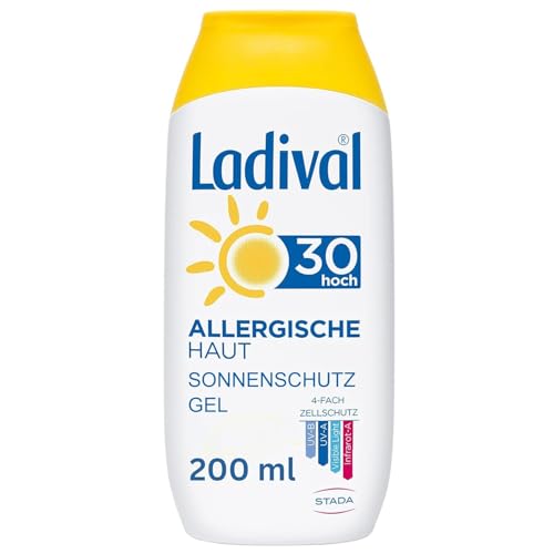 Ladival Allergische Haut Sonnenschutz Gel LSF 30 – Parfümfreies Sonnengel für Allergiker – ohne Farb- und Konservierungsstoffe, wasserfest – 1 x 200 ml
