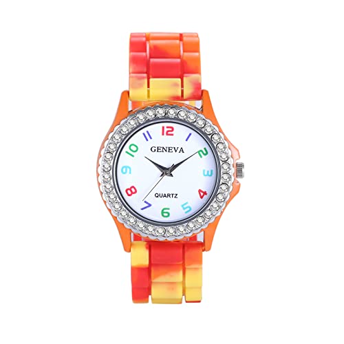 Avaner Damenuhr mit buntes Digitalzifferblatt Damen Armbanduhr mit Silikon Armband Camouflage Uhr Mehrfarbige Quarzuhren für Frauen