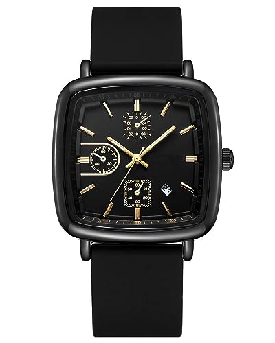 CIVO Uhren Herren Quadrat Analog Armbanduhr Herren Mode Datum Leuchtend Schwarz Silikon Armband Herrenuhren Wasserdicht Quarzuhr Unisex Geschenke für Männer