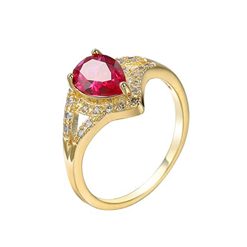 Beydodo Verlobung Ring für Frauen Vergoldet, Ehering Solitärring mit Rosa Zirkonia Partnerring Nickelfrei Hochzeitsring Gold Größe 62 (19.7)