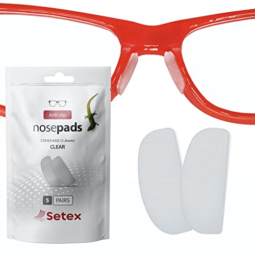 Setex Gecko Grip Anti-Rutsch-Nasenpads für Brillen (5 transparente Paare), innovative mikrotexturierte Fasern, ultrastarker Halt, selbstklebende Pads