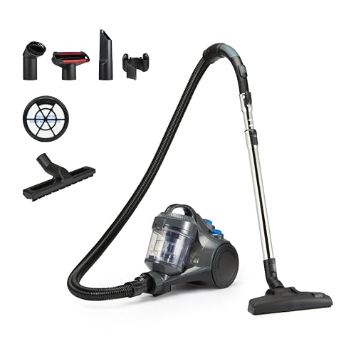 Amazon Basics Bodenstaubsauger ohne Beutel 1.3L Kompakt Leichtgewicht mit 3-Fach-Aktionsdüse, HEPA-Filter, 850W, für Teppich und Hartböden, Grau